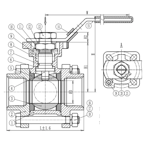 Kugelhahn 3-teilig beidseitig Anschweissende Edelstahl1.webp