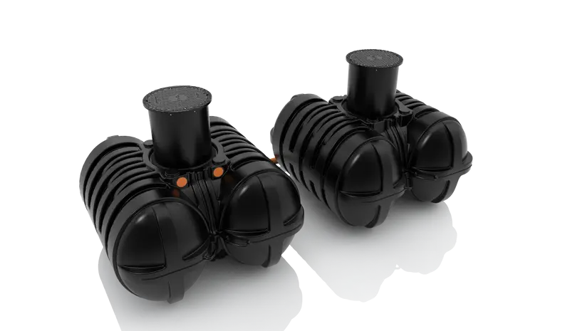 Roth Grundbehälter Twinbloc ohne Filterkorb inklusive Schacht DN 600 und Deckel