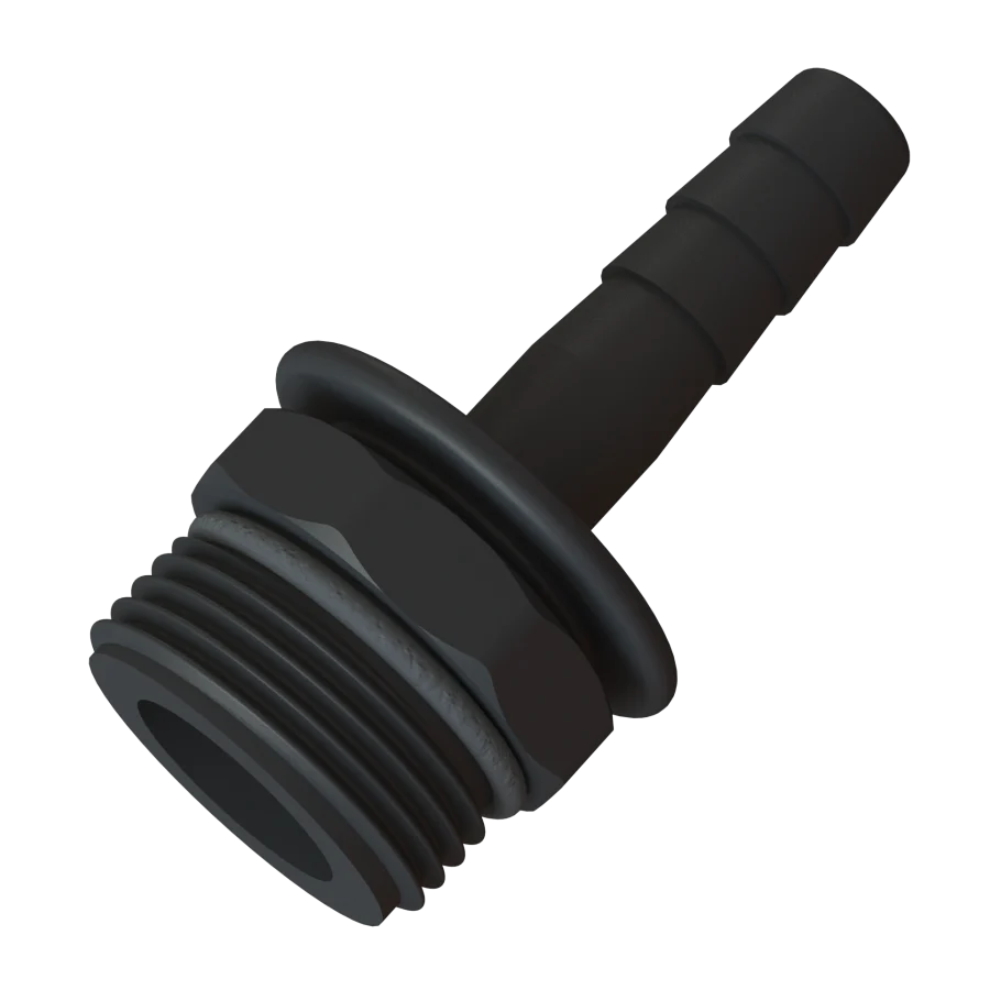 [109321] Schlauchtülle auf Außengewinde  mit O-Ring-Dichtung PP (1", 13 mm)