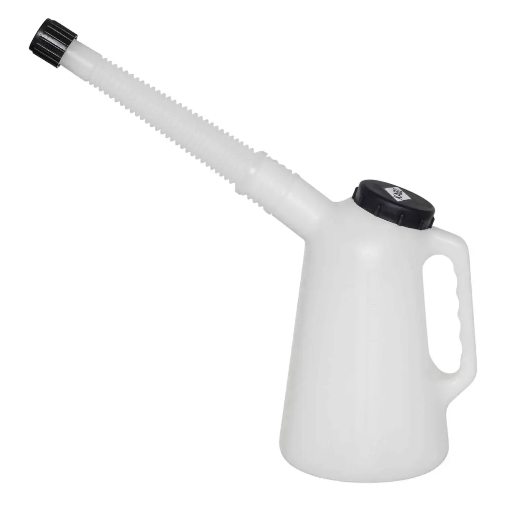 [104811] Ölmessbecher mit flexiblem Auslauf und Deckel (1L)