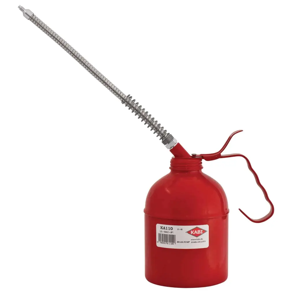 Oil can with flexible steel spout Steel