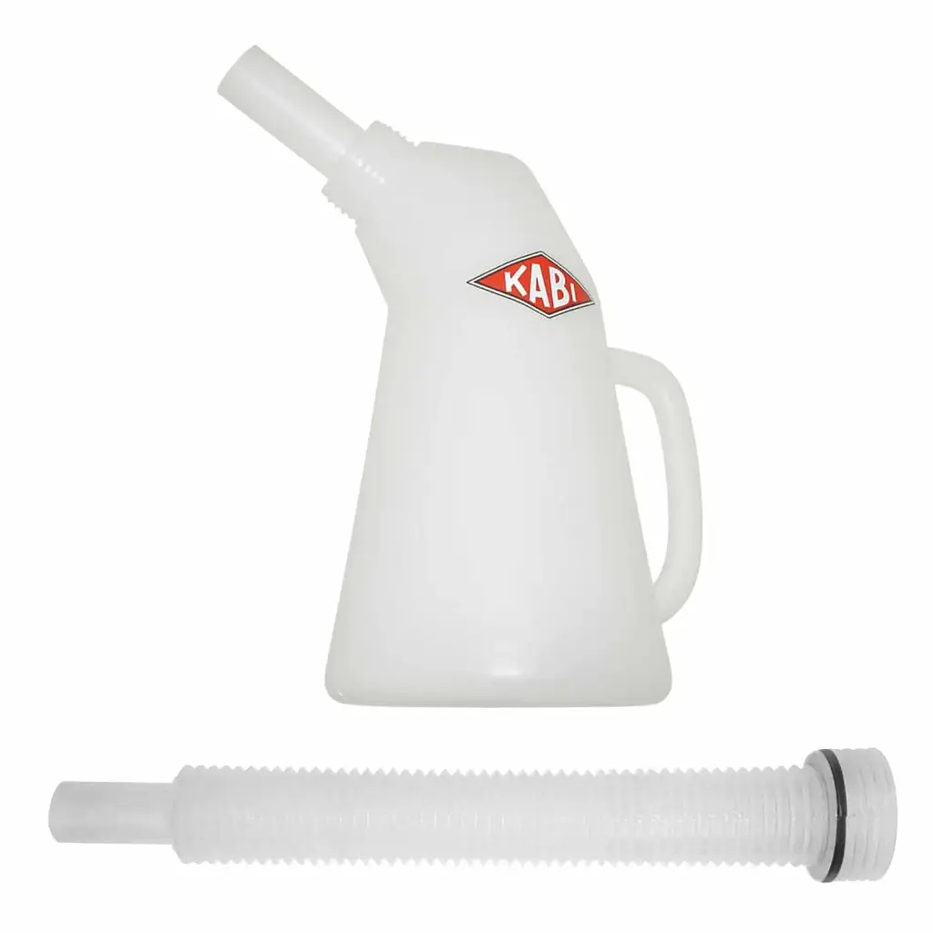 Oil measuring cup with flexible spout