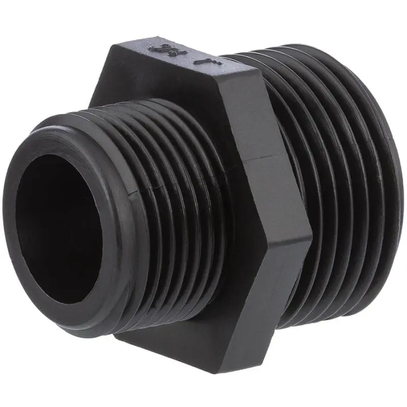 [100819] Doppelnippel Aussengewinde reduziert PP (3/4", 1/2")