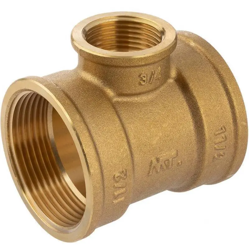 [103950] T-Stück 90° reduziert 3fach Innengewinde Messing (1/2", 3/8")