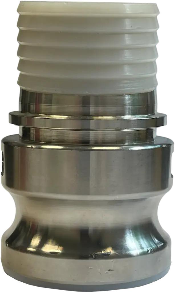 [106440] Camlock Stecker auf Schlauchtülle Typ E Edelstahl PFA (1 Zoll)