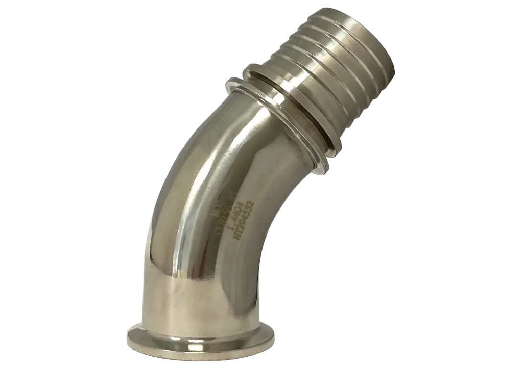 Clamp Kupplung Schlauchtülle 45° Edelstahl