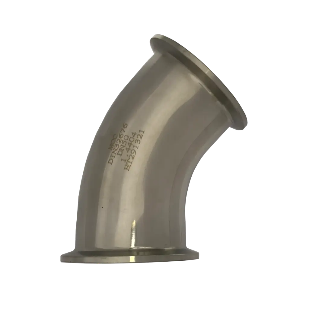 Clamp coupling elbow 45° stainless steel