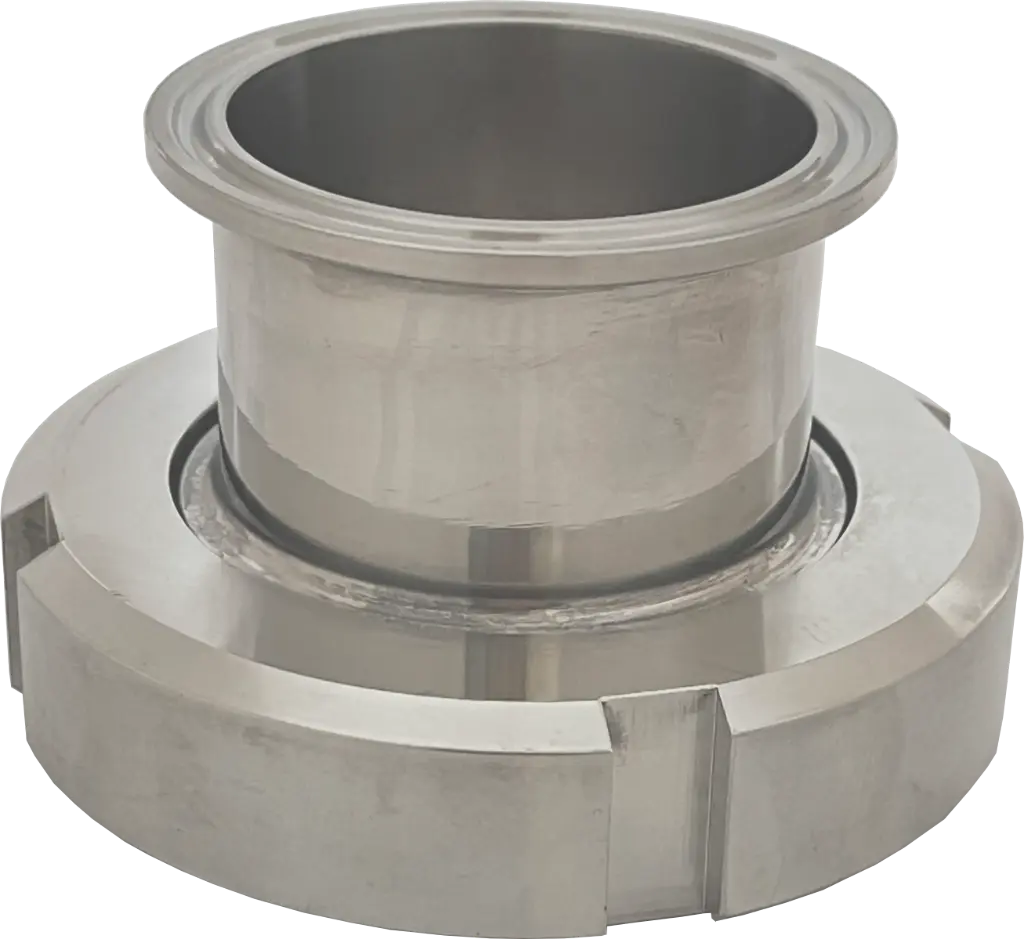 Clamp coupling on milk pipe cone stainless steel