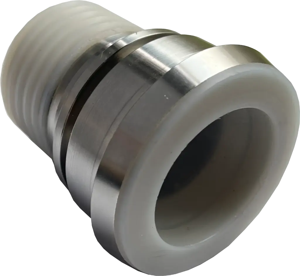 [107692] Milk pipe cone hose nozzle stainless steel PFA white (DN25 RD52)