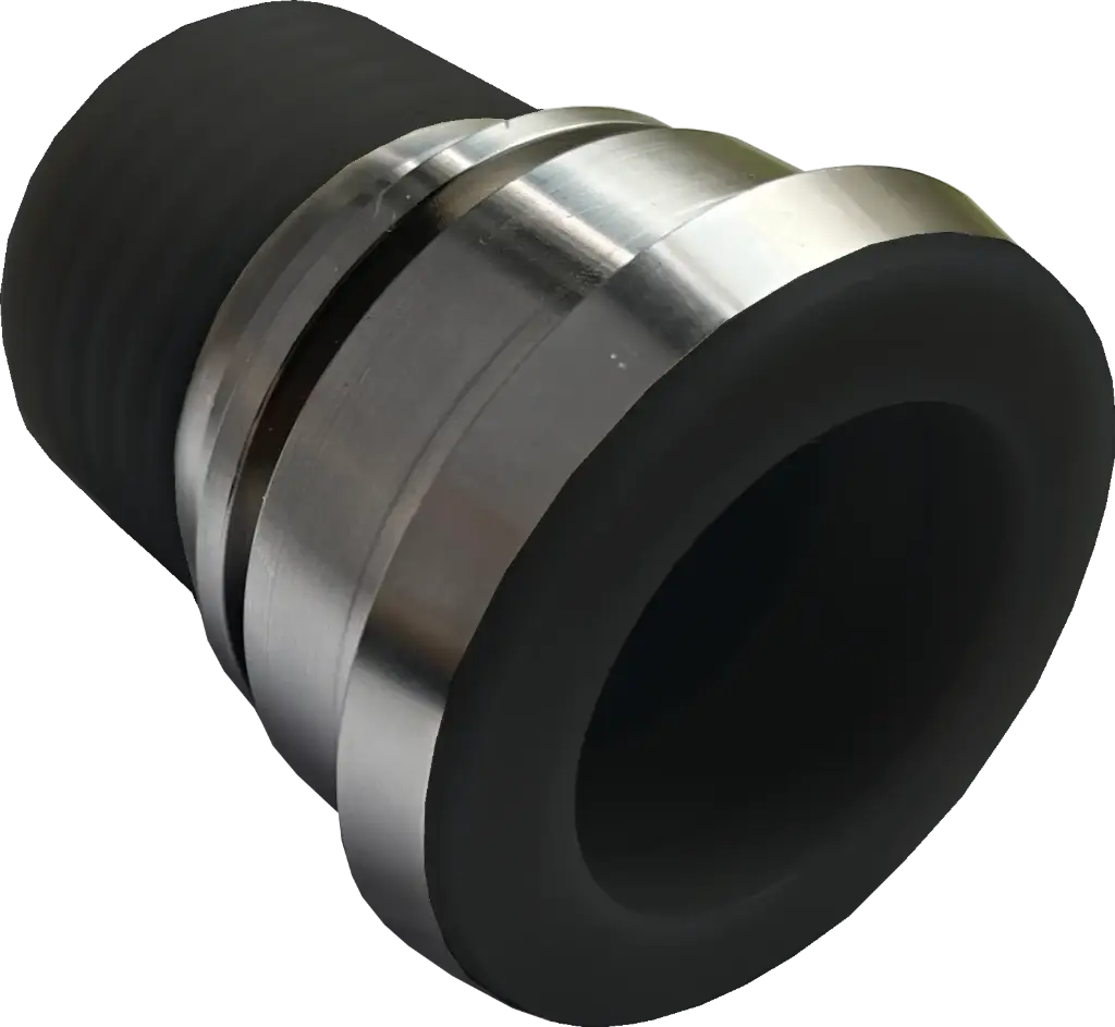 [107698] Milchrohr Kegel Schlauchtülle Edelstahl PFA-schwarz (DN25 RD52)