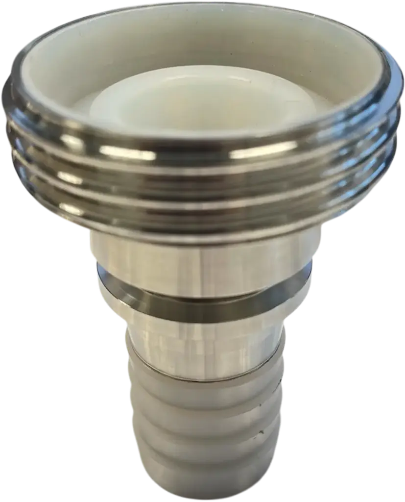 [107724] Milk pipe external thread hose nozzle grooved stainless steel PFA white (DN25 RD52)