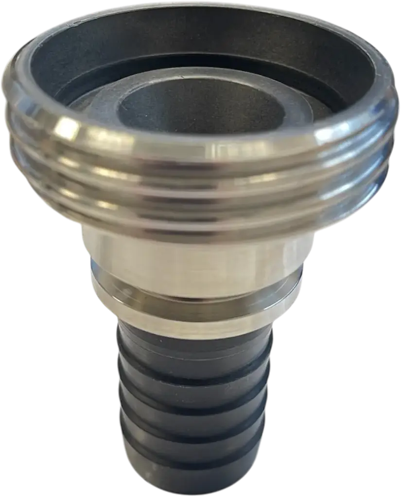 [107730] Milk pipe external thread hose nozzle grooved stainless steel PFA black (DN25 RD52)