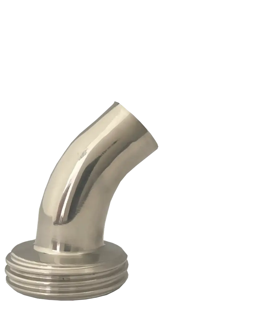 [107815] Milk pipe elbow 45° external thread on weld-on end stainless steel (DN20 RD44)