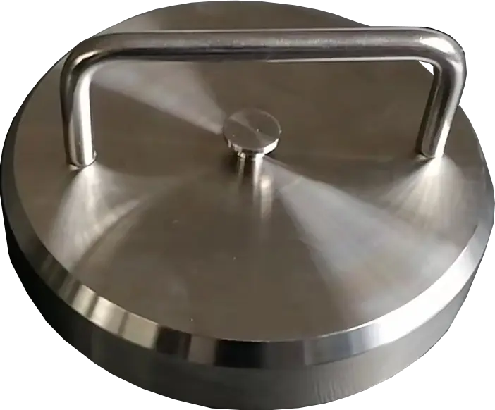 Milk pipe blind nut with handle, stainless steel