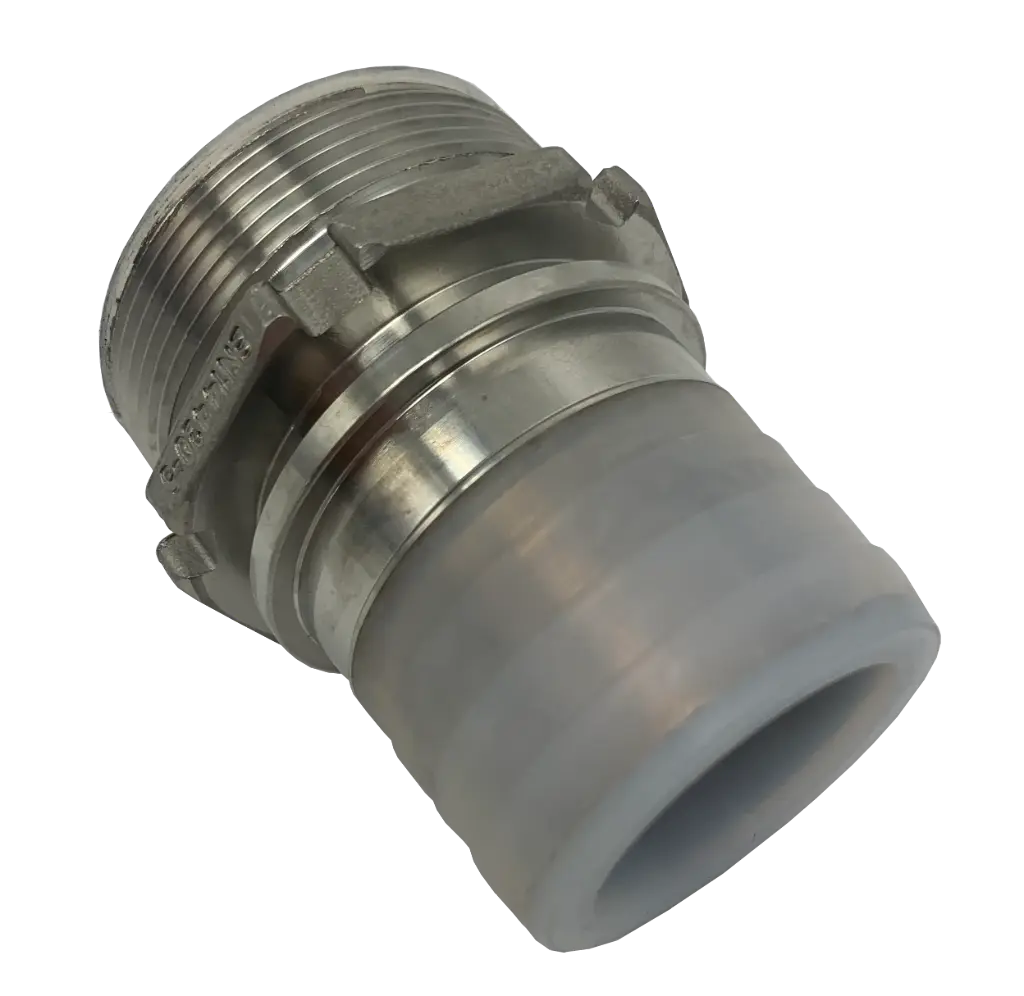 Hose nozzle, external thread, stainless steel, PFA white