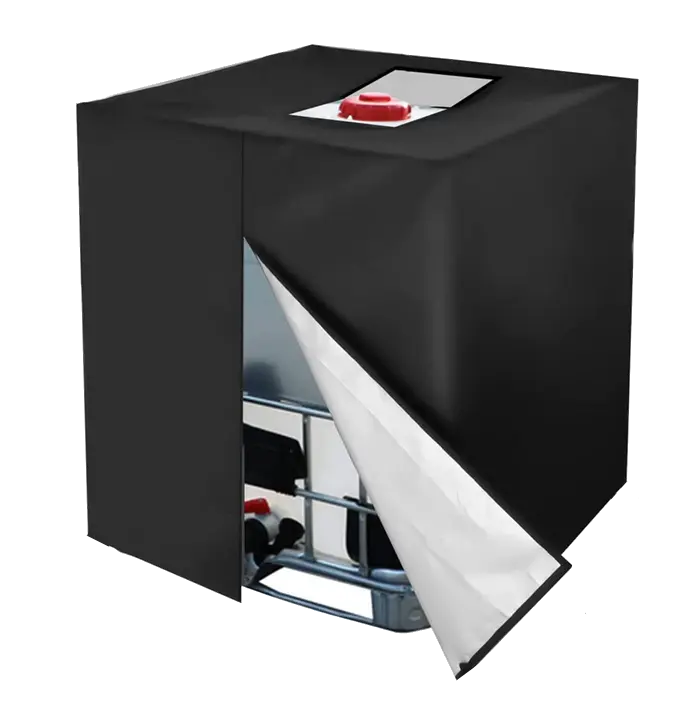 [108340] IBC container tarpaulin, black with zipper, 420 Oxford