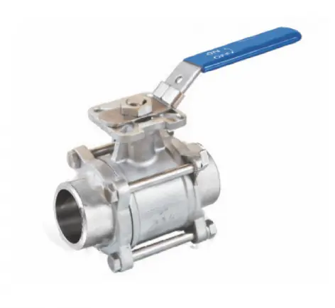[103579] Ball valve, 3-piece, welded ends on both sides, stainless steel (1/4")