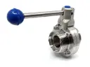 Disc valve on both sides, milk pipe external thread, stainless steel