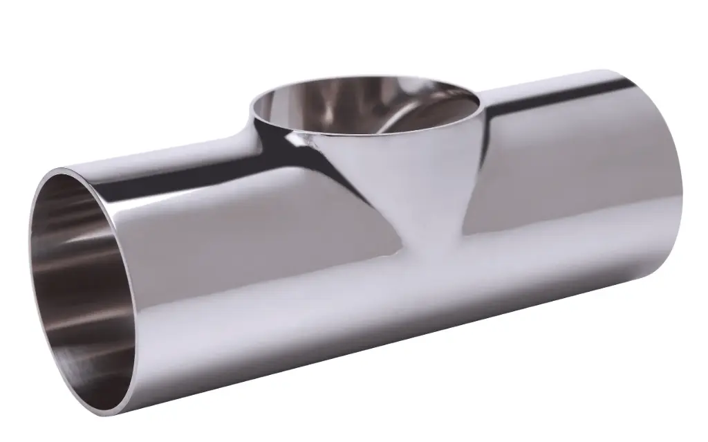 Short T-piece, weld-on end, stainless steel