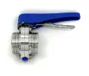 Disc valve on both sides, milk pipe external thread with scissor handle, stainless steel