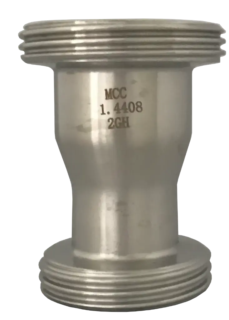 [105128] Milk pipe reducer AG/AG stainless steel (DN15 RD34, DN10 RD28)