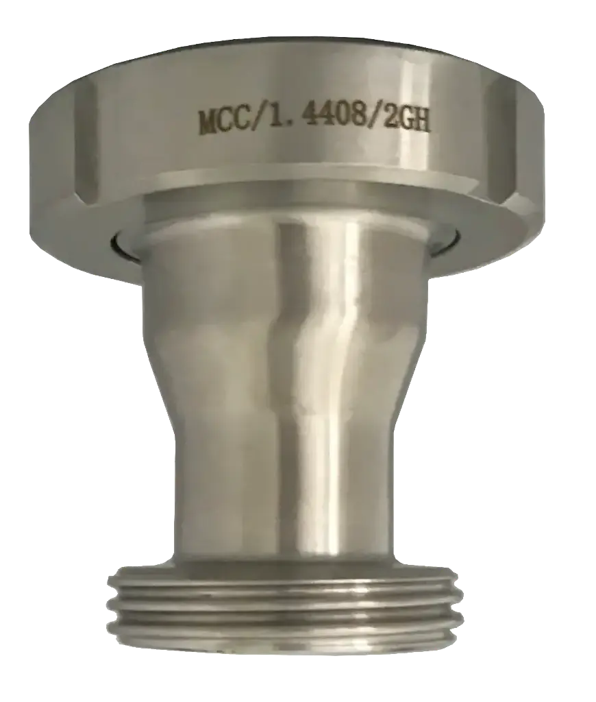 [105246] Milk pipe reducer IG/AG stainless steel (DN15 RD34, DN10 RD28)