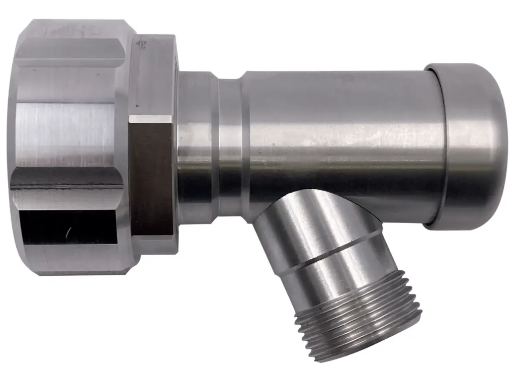 [104120] Self-closing barrel tap for S60x6 IBC with swivel joint, aluminum