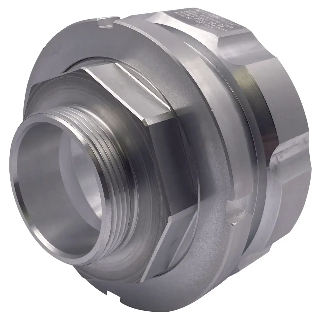 [104141] Drehverschraubung S100x8 auf Aussengewinde Aluminium (2")