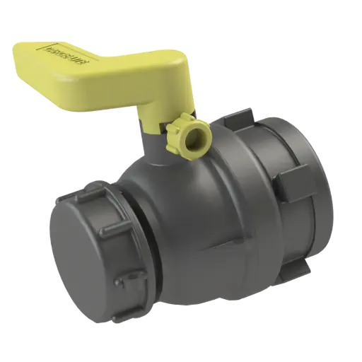 IBC ball valve female thread to S60x6 male thread PP