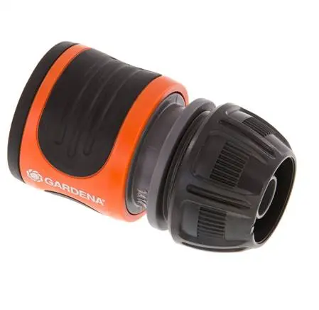 Gardena hose connector with water stop