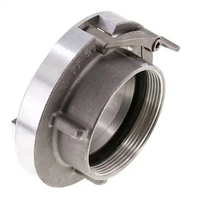 Storz coupling on female thread with locking mechanism, aluminum