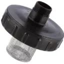 IBC container lid with external thread and V2A filter basket