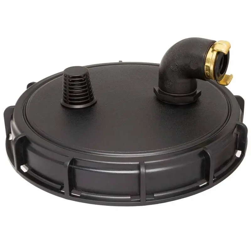 IBC container lid DN225 with suction set, vent, and float ball