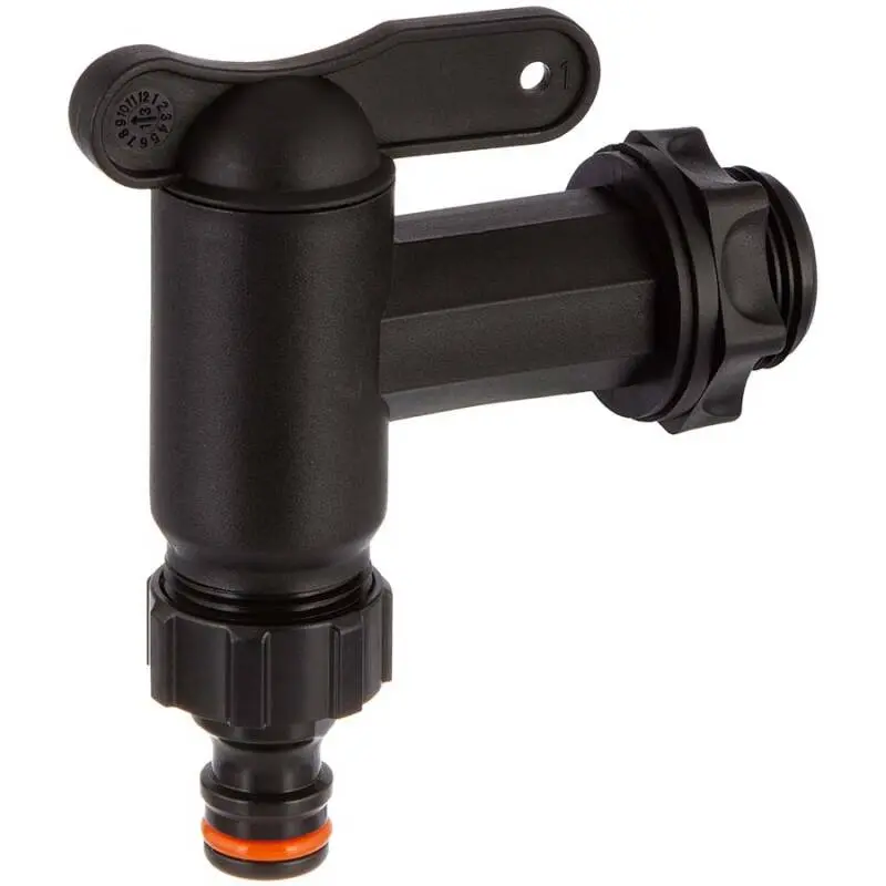 [108923] 3/4" drain valve for containers, rain barrels, and barrels PP (schwarz)