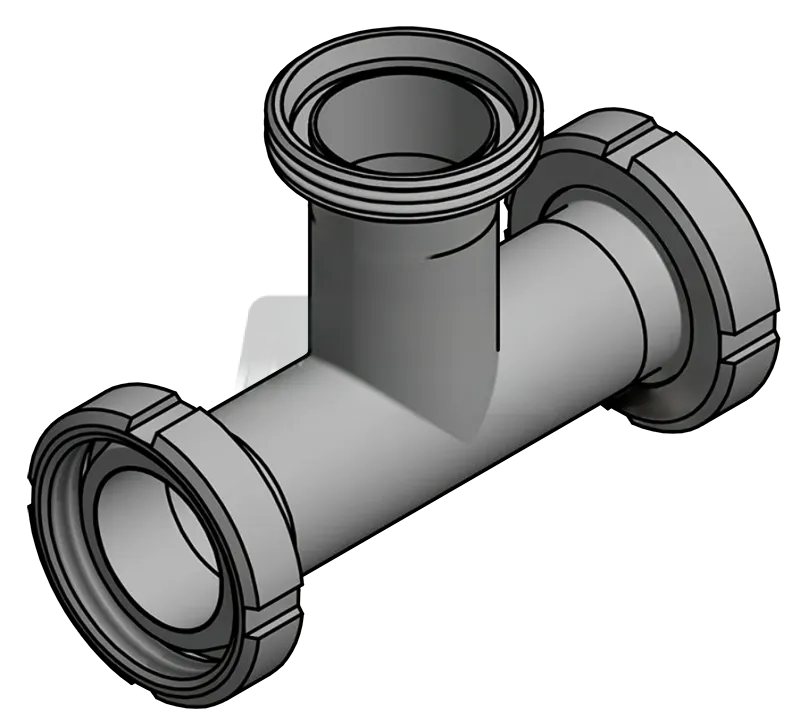 Milk pipe T-piece 2xcone nuts 1xthreaded stainless steel