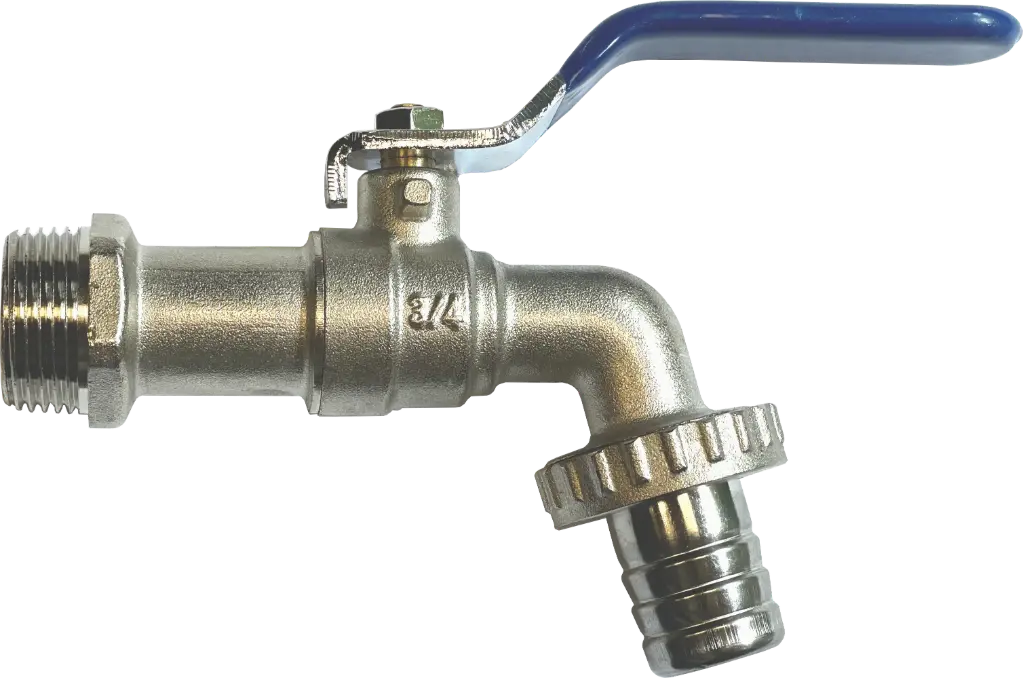Faucet with hose nozzle, chrome-plated brass