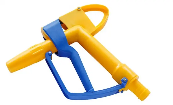 Manual nozzle for chemicals made of PP