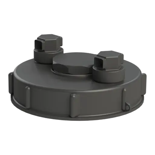 [101474] IBC lid 150 mm black with FastFill PP pressure relief valve