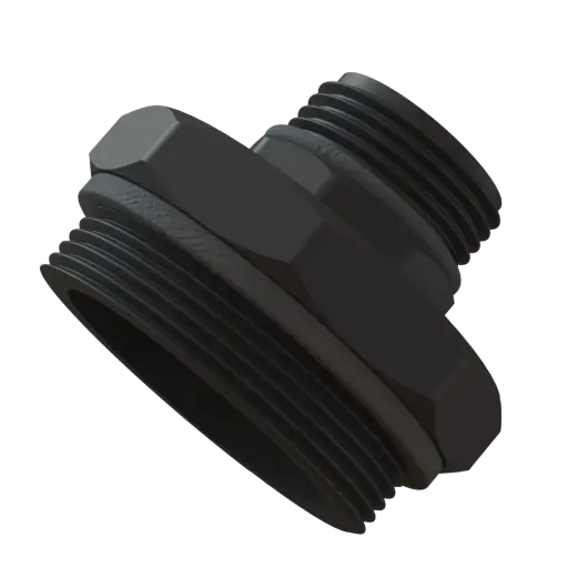 [101384] Barrel adapter 2" BSP male thread to 1" BSP male thread with sealing ring PP