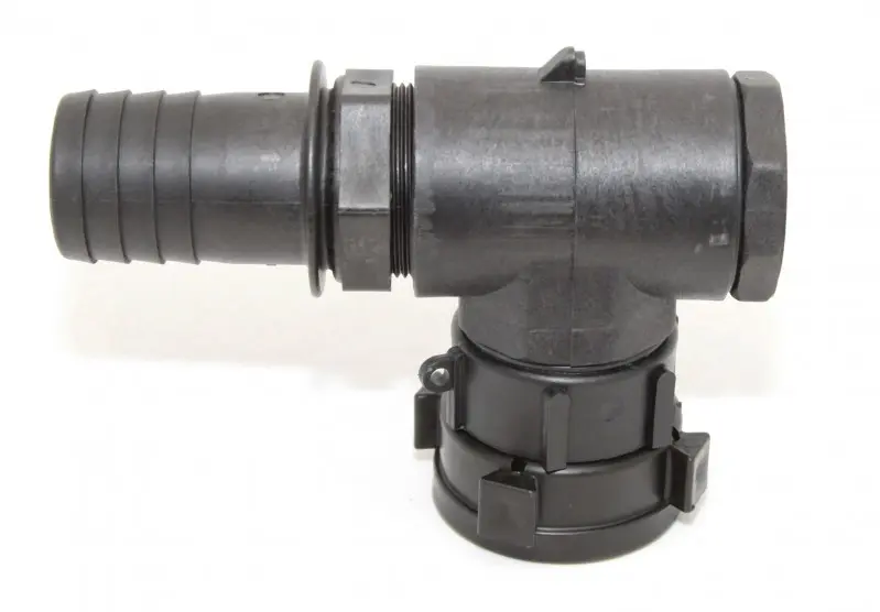 IBC adapter S60x6 female thread to 2" hose nozzle, 90° angle, PP